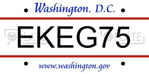 EKEG75 District Of Columbia License Plate
