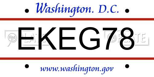 EKEG78 District Of Columbia License Plate