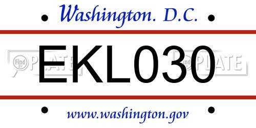 EKL030 District Of Columbia License Plate