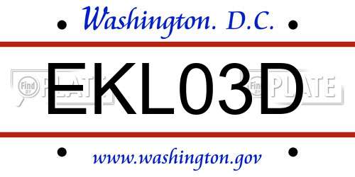 EKL03D District Of Columbia License Plate