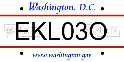 EKL03O District Of Columbia License Plate
