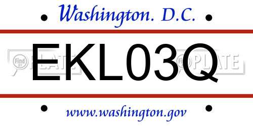 EKL03Q District Of Columbia License Plate