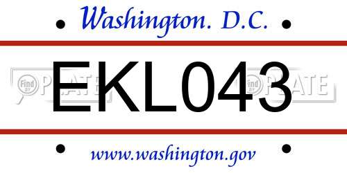 EKL043 District Of Columbia License Plate