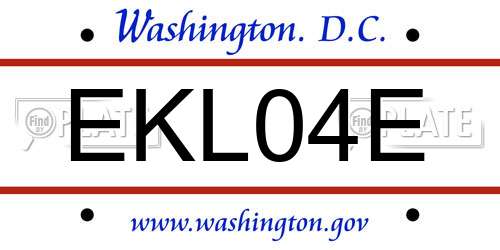 EKL04E District Of Columbia License Plate