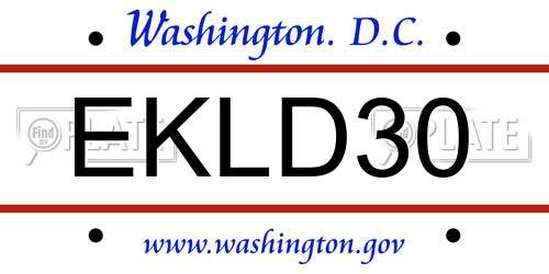 EKLD30 District Of Columbia License Plate