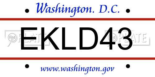 EKLD43 District Of Columbia License Plate