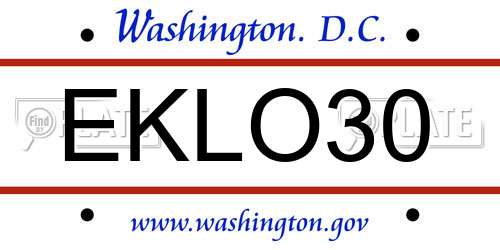 EKLO30 District Of Columbia License Plate