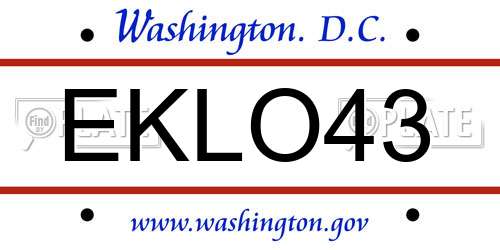 EKLO43 District Of Columbia License Plate