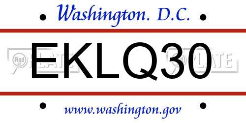 EKLQ30 District Of Columbia License Plate