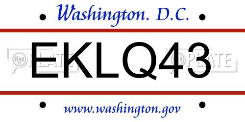 EKLQ43 District Of Columbia License Plate