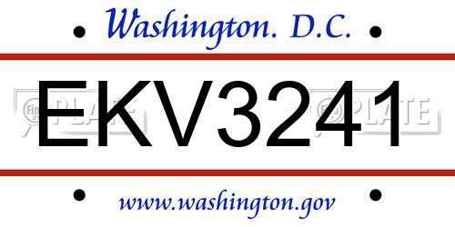 EKV3241 District Of Columbia License Plate