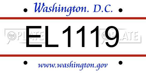 EL1119 District Of Columbia License Plate