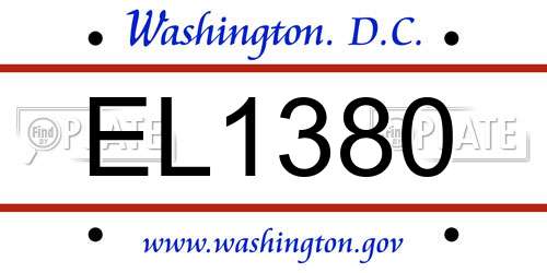 EL1380 District Of Columbia License Plate