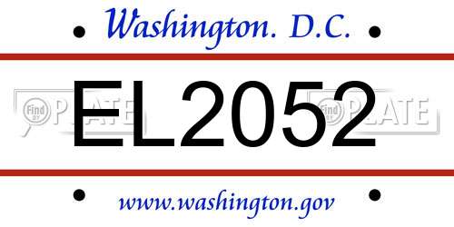 EL2052 District Of Columbia License Plate