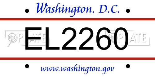 EL2260 District Of Columbia License Plate