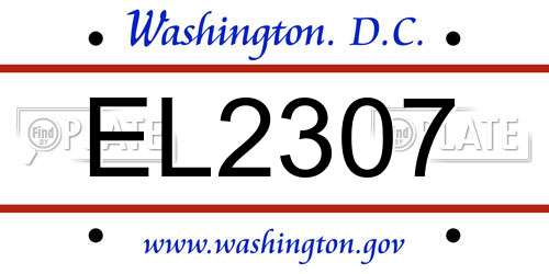 EL2307 District Of Columbia License Plate