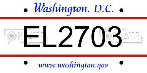 EL2703 District Of Columbia License Plate