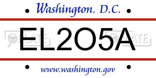 EL2O5A District Of Columbia License Plate