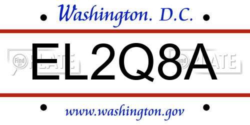 EL2Q8A District Of Columbia License Plate