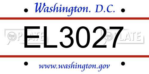 EL3027 District Of Columbia License Plate
