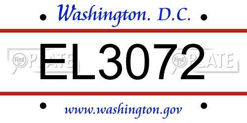 EL3072 District Of Columbia License Plate
