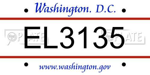EL3135 District Of Columbia License Plate