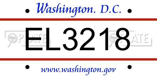 EL3218 District Of Columbia License Plate