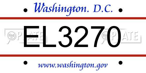 EL3270 District Of Columbia License Plate