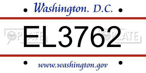 EL3762 District Of Columbia License Plate