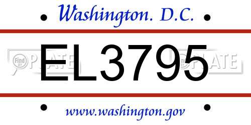 EL3795 District Of Columbia License Plate