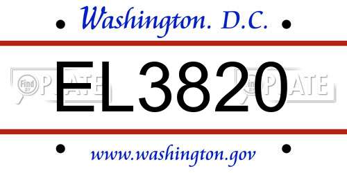 EL3820 District Of Columbia License Plate