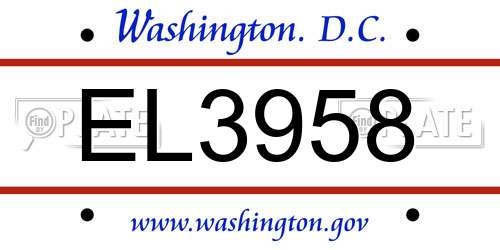 EL3958 District Of Columbia License Plate