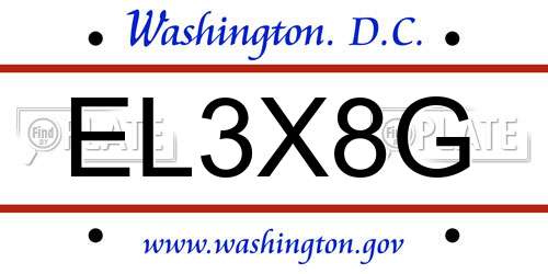 EL3X8G District Of Columbia License Plate
