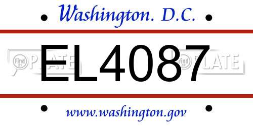 EL4087 District Of Columbia License Plate