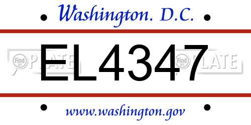 EL4347 District Of Columbia License Plate