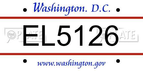 EL5126 District Of Columbia License Plate