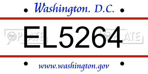EL5264 District Of Columbia License Plate