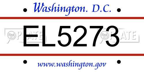 EL5273 District Of Columbia License Plate