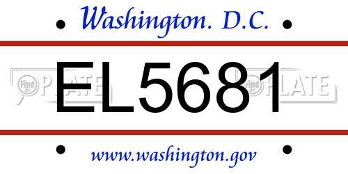 EL5681 District Of Columbia License Plate