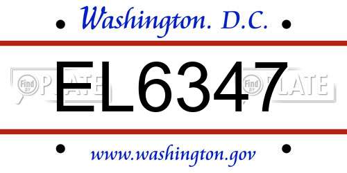 EL6347 District Of Columbia License Plate