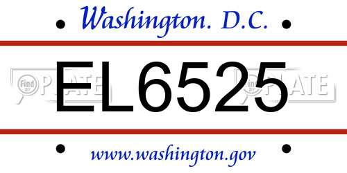EL6525 District Of Columbia License Plate