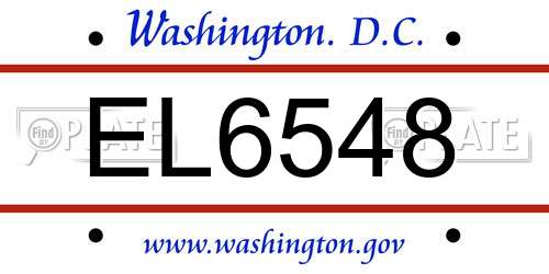 EL6548 District Of Columbia License Plate