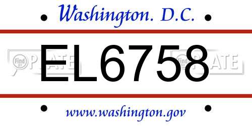 EL6758 District Of Columbia License Plate