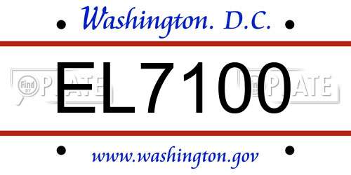 EL7100 District Of Columbia License Plate