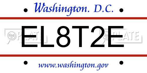 EL8T2E District Of Columbia License Plate