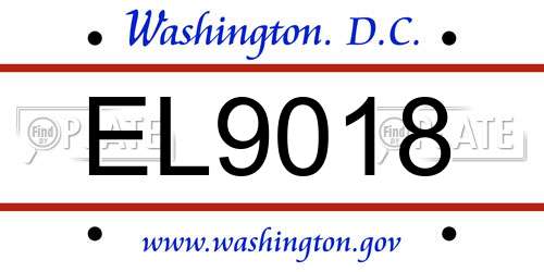EL9018 District Of Columbia License Plate