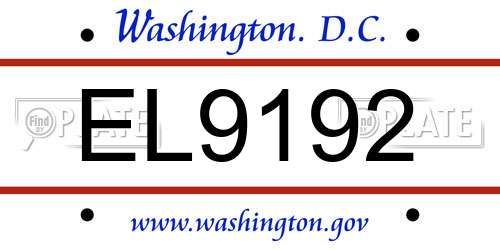 EL9192 District Of Columbia License Plate