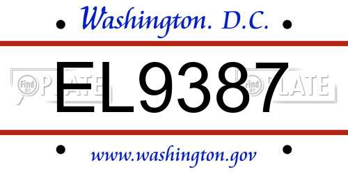 EL9387 District Of Columbia License Plate