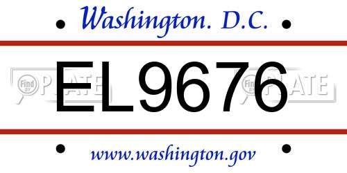 EL9676 District Of Columbia License Plate