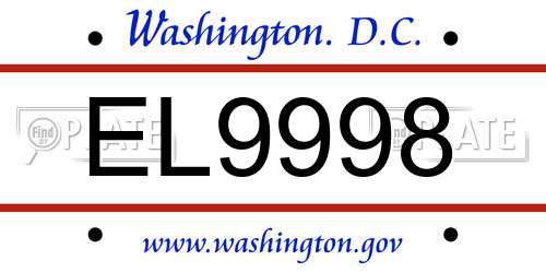 EL9998 District Of Columbia License Plate